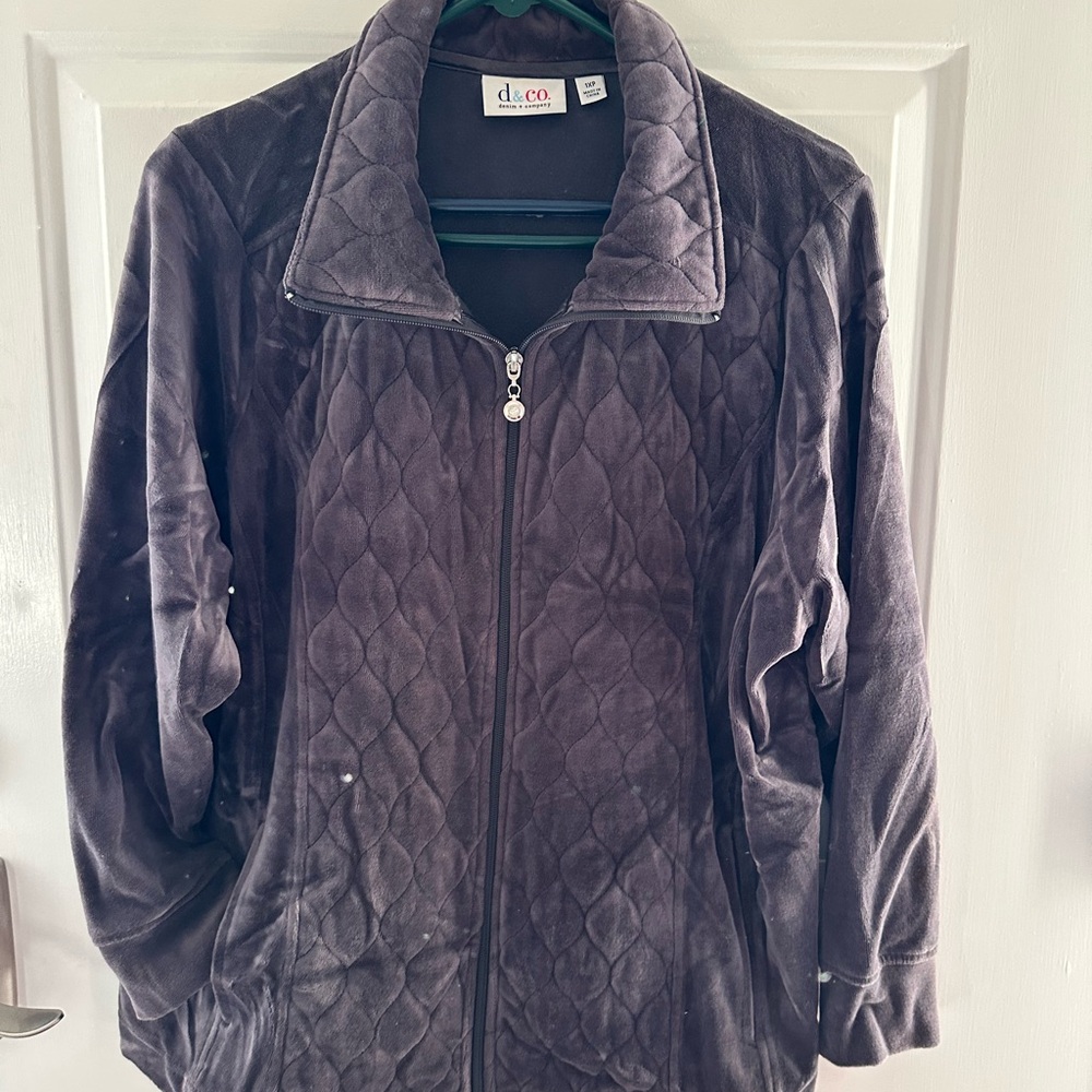 Women's Quilted Velvet Jacket - Purple